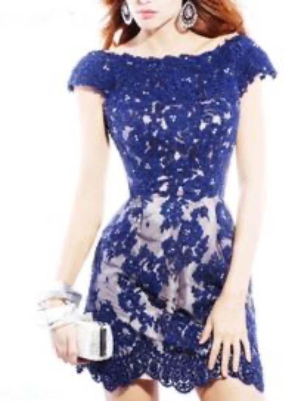 Sherri Hill - Striking navy blue lace cocktail dress